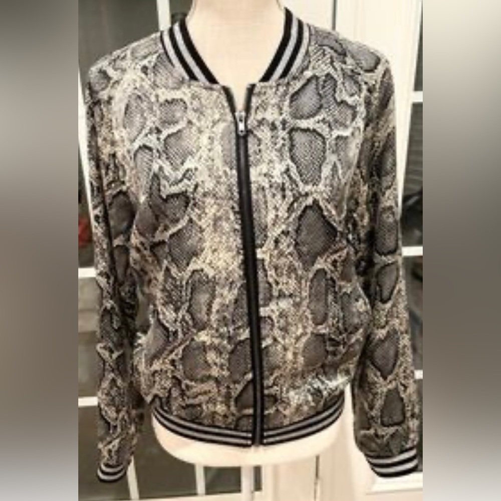 Black Orchid lightweight snakeskin print bomber jacket